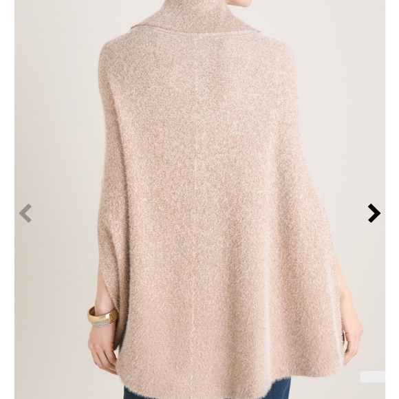 Chico's Fuzzy Shine Knit Cape Boho Cozy Cabin Core Poncho Gold Thread One Size - Picture 3 of 9